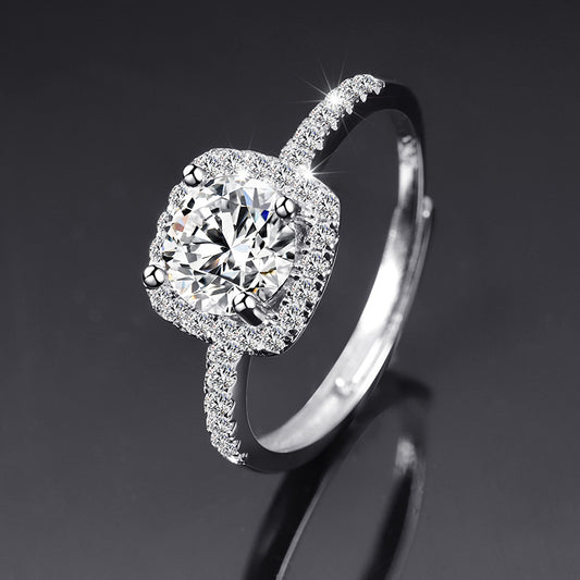 Moissanite Ring One Carat Moissanite Ring with Adjustable Opening