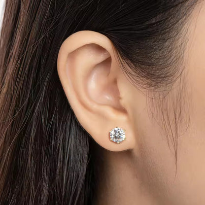1 Karat Lab Grown Diamond Earrings in S925 Sterling Silver Inlay