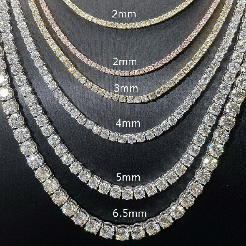 VVS Moissanite Diamond Iced Out Tennis Necklace 3mm-6.5mm (GRA Certificate)