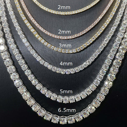 VVS Moissanite Diamond Iced Out Tennis Necklace 3mm-6.5mm (GRA Certificate)