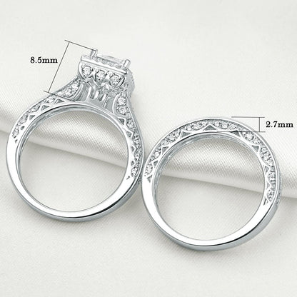 Engagement Wedding Ring Set for Women 925 Sterling Silver 1.5CT Princess White AAAAA Cz Size 3-13