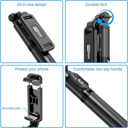 Extendable Selfie Stick Tripod with Wireless Remote – Lightweight, Portable, Compatible with Iphone 15/14/13/12, Samsung, Mount Smartphone Cellphone