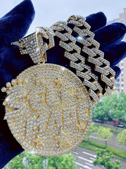 Rhinestone Letter Pendant Necklace, Punk Style Cuban Chain Necklacefor Party, Daily Decor, Trendy All-Match & Exquisite Rhinestone Cuban Link for Birthday Gift, Cute Gifts for Girlfriend