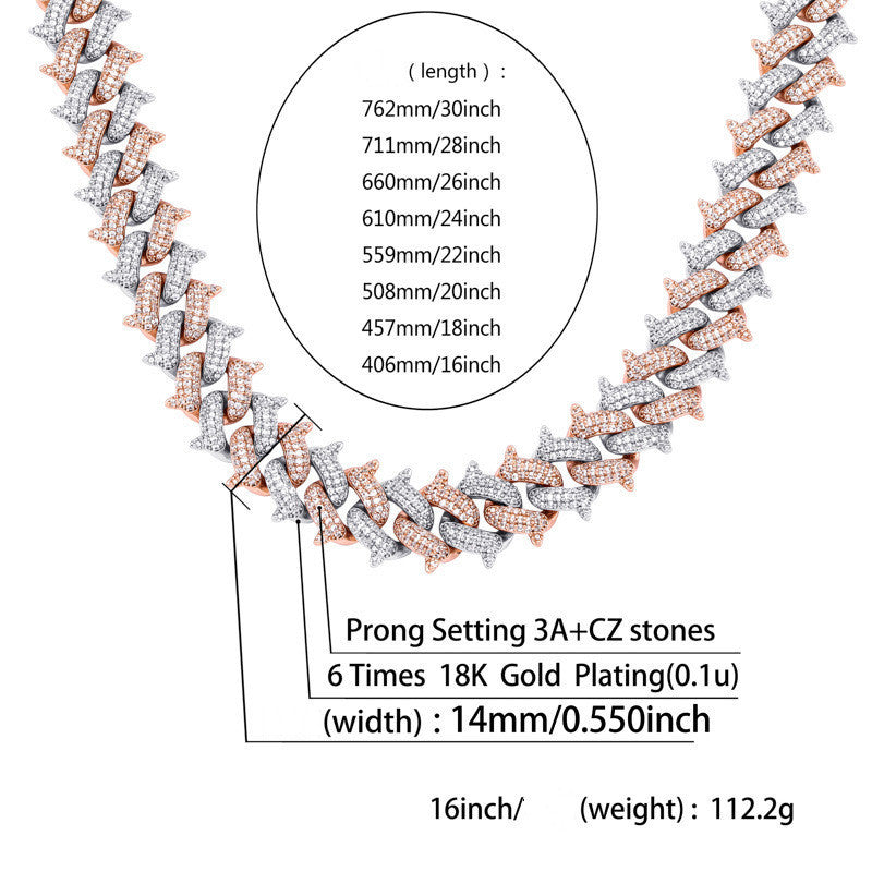 VVS Lab Grown Diamond Big Box Clasp Miami Style Cuban Chain Full Zircon Necklace