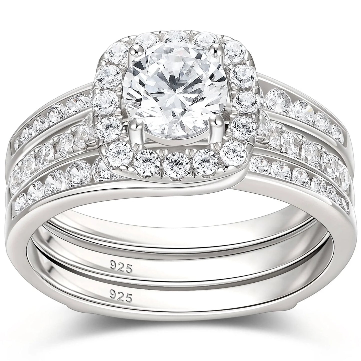 Wedding Rings for Women AAAAA Cz 925 Sterling Silver Engagement Bridal Band Set Enhancers and Wraps Size 8