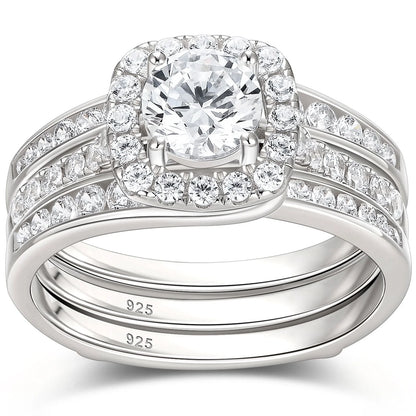 Wedding Rings for Women AAAAA Cz 925 Sterling Silver Engagement Bridal Band Set Enhancers and Wraps Size 8