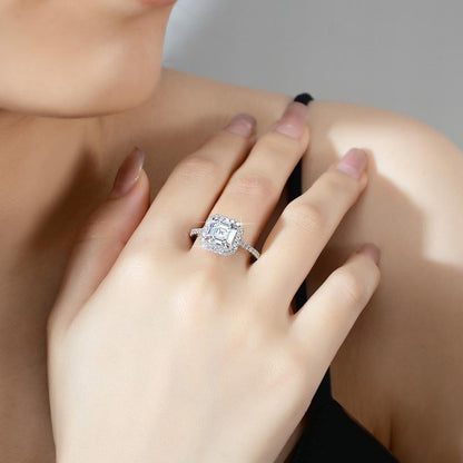 #29（Asscher Cut）925 Sterling Silver Synthetic Moissanite Ring