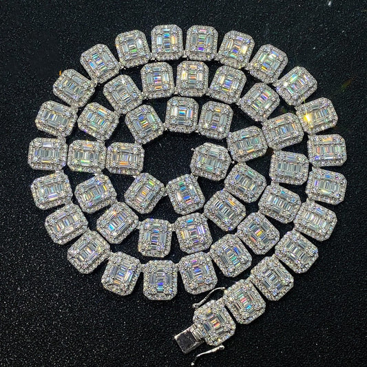 24k Iced Out VVS Moissanite White Gold Tennis Necklace