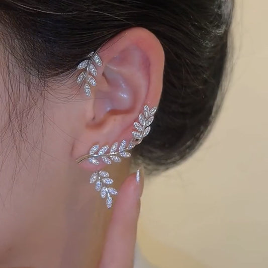 Women's Leaf Ear Cuff VVS Moissanite Zircon Detachable Earring