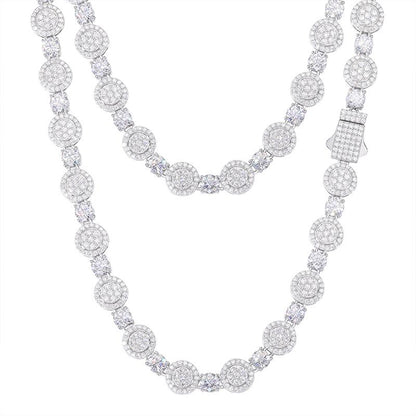 【D1 N199】Round Pendant Necklace S925 Sterling Silver Synthetic Moissanite Necklace Tennis round Pendant Suitable for Men and Women Hip Hop Rap Trend Daily Accessories Gift