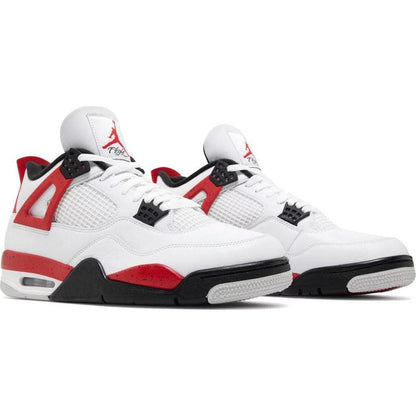 Jordan Retro 4 "Red Cement" Sneaker with Red Accents, White Upper, and Black Detailing