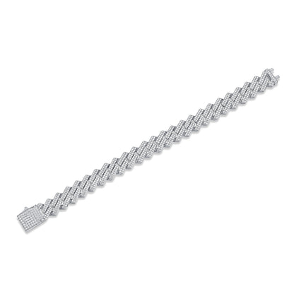 The Aquarian Luxury Fashion Moissanite and Sterling Silver Cuban Bracelet