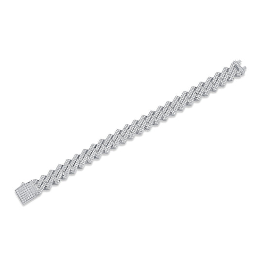 The Aquarian Luxury Fashion Moissanite and Sterling Silver Cuban Bracelet