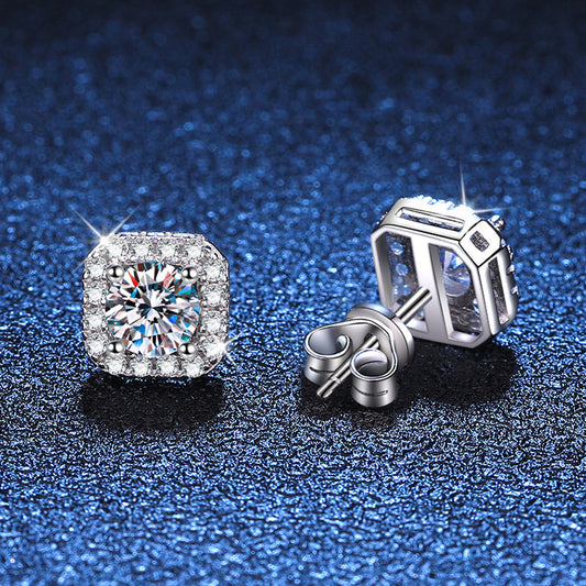 VVS Moissanite Studded Earrings on Sterling Silver Inlay