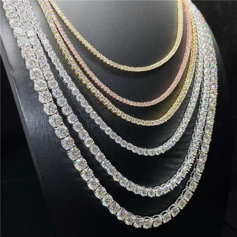 VVS Moissanite Diamond Iced Out Tennis Necklace 3mm-6.5mm (GRA Certificate)