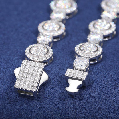 【D1 N199】Round Pendant Necklace S925 Sterling Silver Synthetic Moissanite Necklace Tennis round Pendant Suitable for Men and Women Hip Hop Rap Trend Daily Accessories Gift