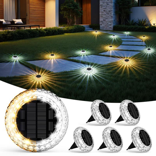 6 Pack Solar Outdoor Ground Lights, 2 Lighting Models Deck Lights, Solar Powered Backyard Decor, IP67 Waterproof Landscape Lighting for Pathway, Walkway, Garden, Patio