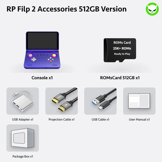 Retroid Pocket Flip 2【Pre-Configured】Handheld Console Sd865【Buy 1 Get 1 Multi-Port Adapter+1 8K Projection Cable+1 Type-C Cable+1 Roms Card】Android 13 Adreno 650 8GB Lpddr4X 5.5-Inch AMOLED 1080P Active-Cooling 5000Mah Wifi Ready to Play Gift Package