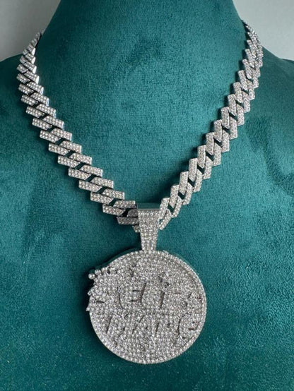 Rhinestone Letter Pendant Necklace, Punk Style Cuban Chain Necklacefor Party, Daily Decor, Trendy All-Match & Exquisite Rhinestone Cuban Link for Birthday Gift, Cute Gifts for Girlfriend