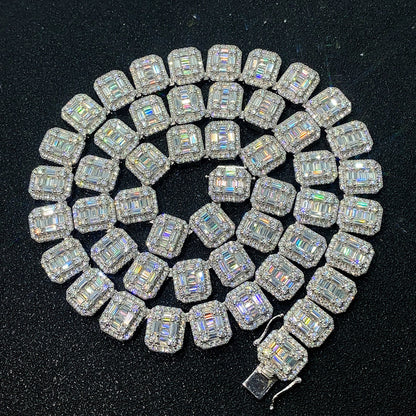 24k Iced Out VVS Moissanite White Gold Tennis Necklace
