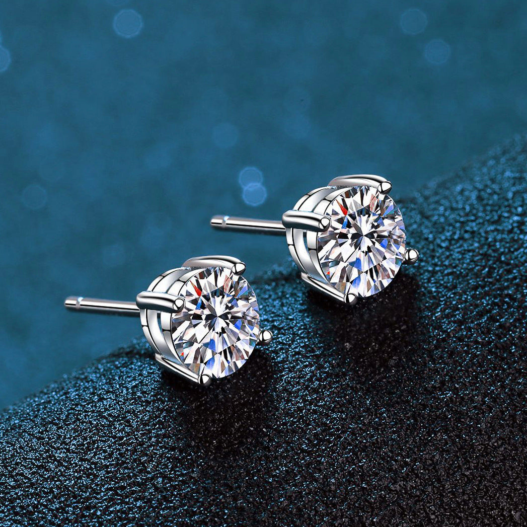 VVS Atlantic Moissanite Diamond Four Prong Earrings