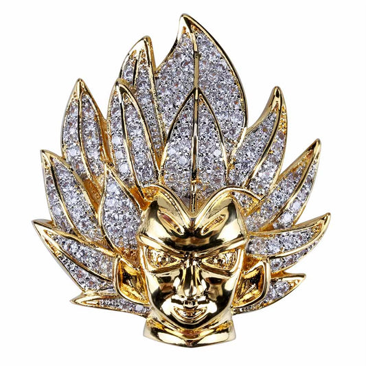 14K Gold Plated Fully Iced Out Monster Pendant for Men Boys Women Bling 5A CZ Simulated Diamond Hip Hop Rapper Chain Pendant