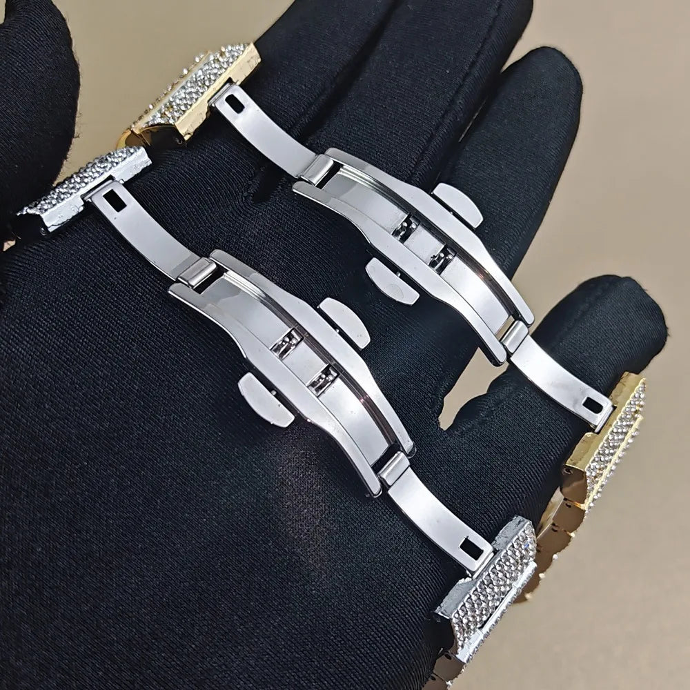 Luxury Diamond Watch for Men Hip Hop Style Bling Bling Iced Out Wristwatch Fashion Square Dial Quartz Watches Waterproof Clock