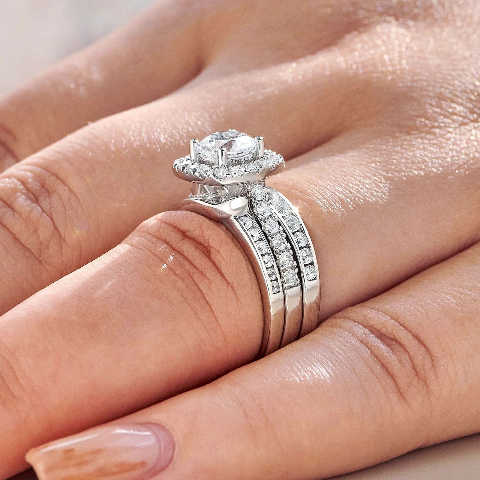 Wedding Rings for Women AAAAA Cz 925 Sterling Silver Engagement Bridal Band Set Enhancers and Wraps Size 8