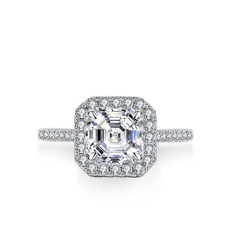 #29（Asscher Cut）925 Sterling Silver Synthetic Moissanite Ring