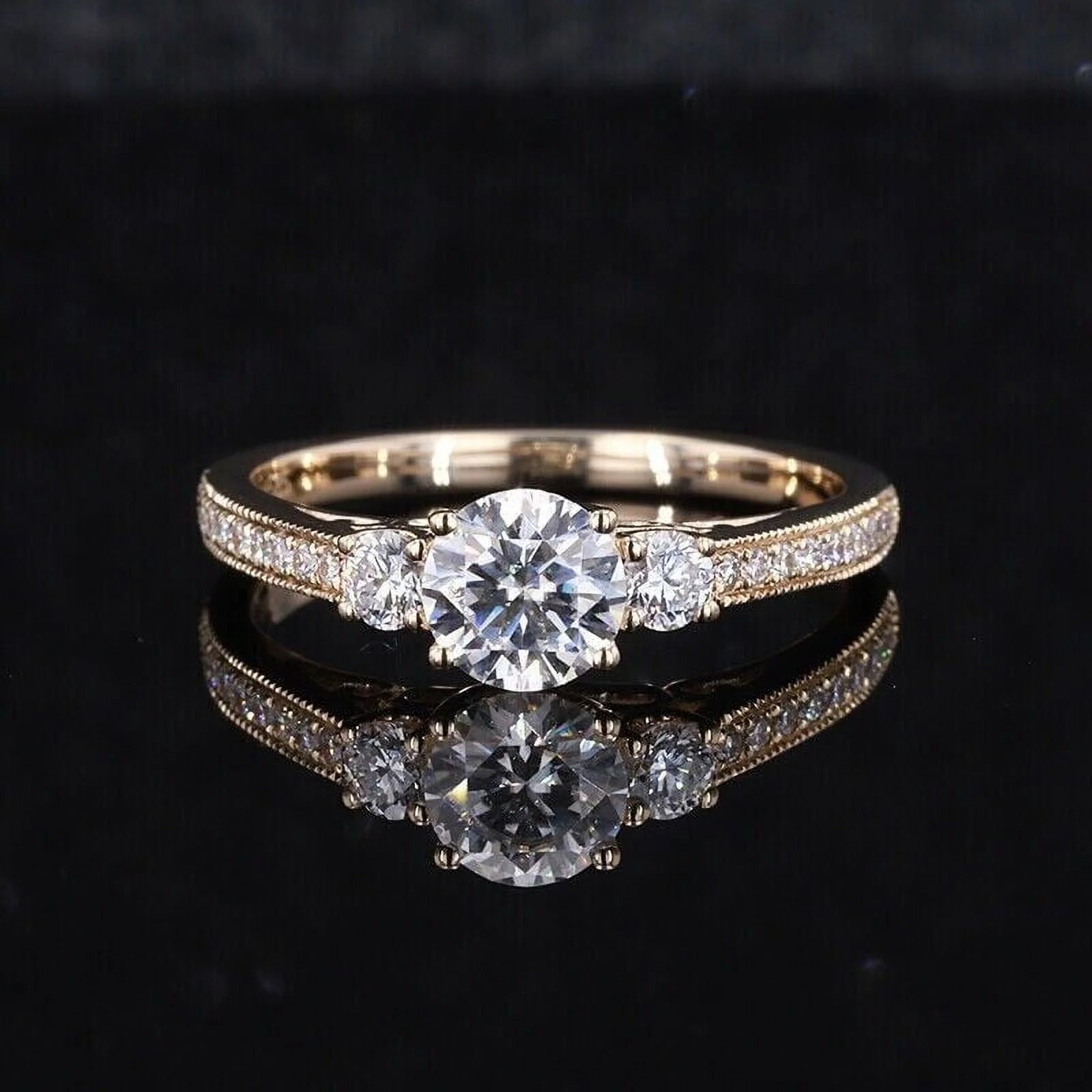 1.75Ct Cushion Cut Moissanite Women Engagement Wedding Ring 14K Yellow Gold Plated