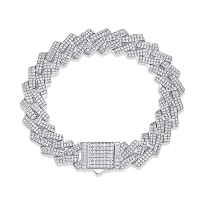 The Aquarian Luxury Fashion Moissanite and Sterling Silver Cuban Bracelet