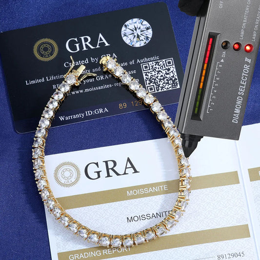 ESKEEM 925 Silver VVS Moissanite Tennis Bracelet 2/3/4/5 MM Iced Out Diamond Tennis Chain Pass GRA Diamond Test in Stock