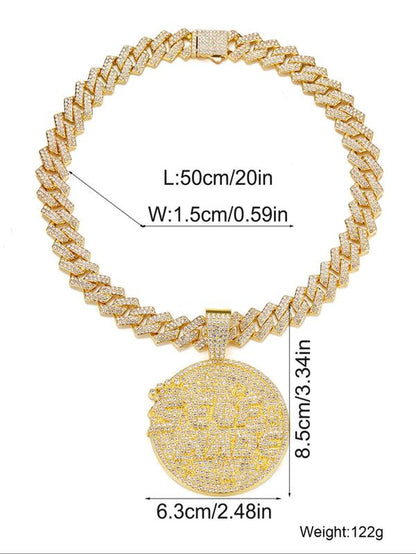 Rhinestone Letter Pendant Necklace, Punk Style Cuban Chain Necklacefor Party, Daily Decor, Trendy All-Match & Exquisite Rhinestone Cuban Link for Birthday Gift, Cute Gifts for Girlfriend