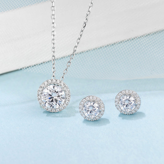 VVS Moissanite Diamonds and 925 Sterling Silver Inlay Jewelry Set and Single