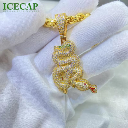 Custom Two Tone VVS Moissanite Diamond Pendant Fine 925 Sterling Silver Iced Cartoon Necklace Charm for Men